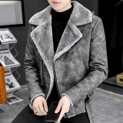 Herren PU-Jacke, Ledermäntel, Winter, Herren, Pelzkragen, warm, schlank, Kunstleder, Motorradjacken, männliche Biker-Mäntel, Kleidung