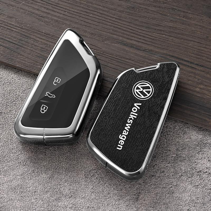 

2025 Hot Wooden Grain Leather Car Smart Key Case Cover Shell Fob Holder For VW Volkswagen ID.3 ID.4 Golf 8 2022 2023 MK8 Auto Ac