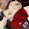 Thicken Knitted Scarf Plush Winter Wool Scarves Elegant Dog Embroidered Shawl  Student