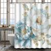 1 piece of blue and white peony floral shower curtain, polyester fabric, machine washable, suitable for bathroom decoration