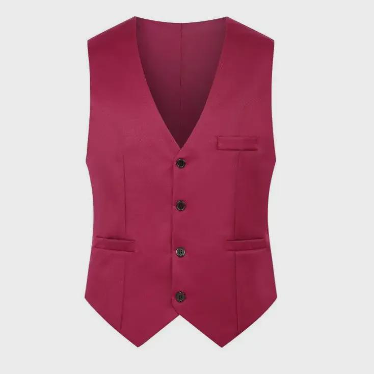 Men's Korean Style Slim Suit Vest - Business Casual for Spring & Autumn, Professional Groomsmen Dress Vest