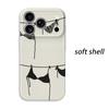 Chic Line Art Bikini Clothesline Summer Sketch Doodle Film Aesthetic Protective Shockproof Bumper Case Cover For iPhone 14 15 16 Pro Max Plus