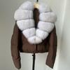 Womens Short Warm Puffer Coat With Real Fox Fur Collar Lightweight Down Jacket Winter Urban Commute