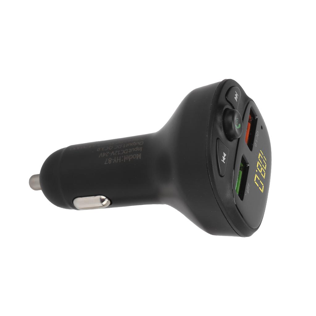 Car Dual USB FM Transmitter Bluetooth5.0 QC3.0 LED Display Wireless Handsfree Voice Reminder 12‑24V
