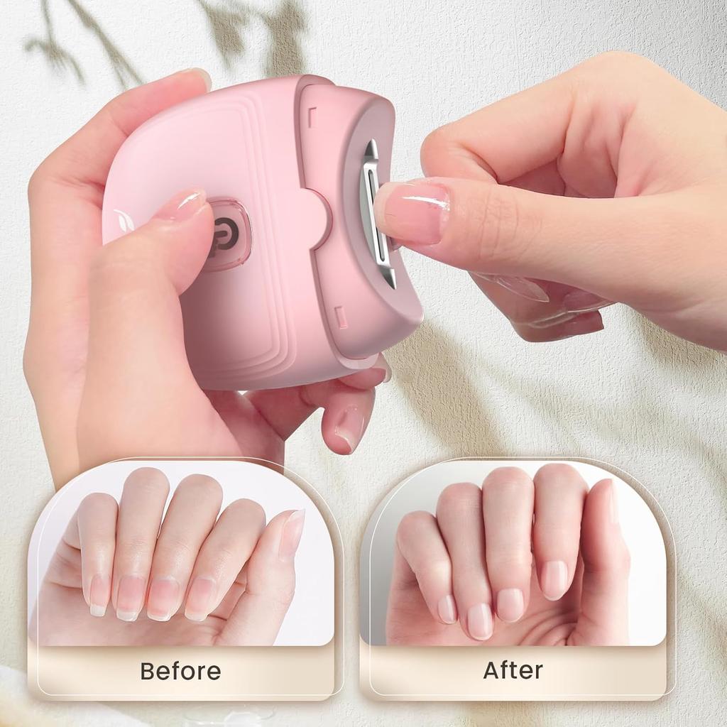 Electric Nail Clipper, Automatic Nail Clipper with 2 Speeds, Rechargeable Nail Clippers with Light, Electric Nail Clippers Nail File Fingernail