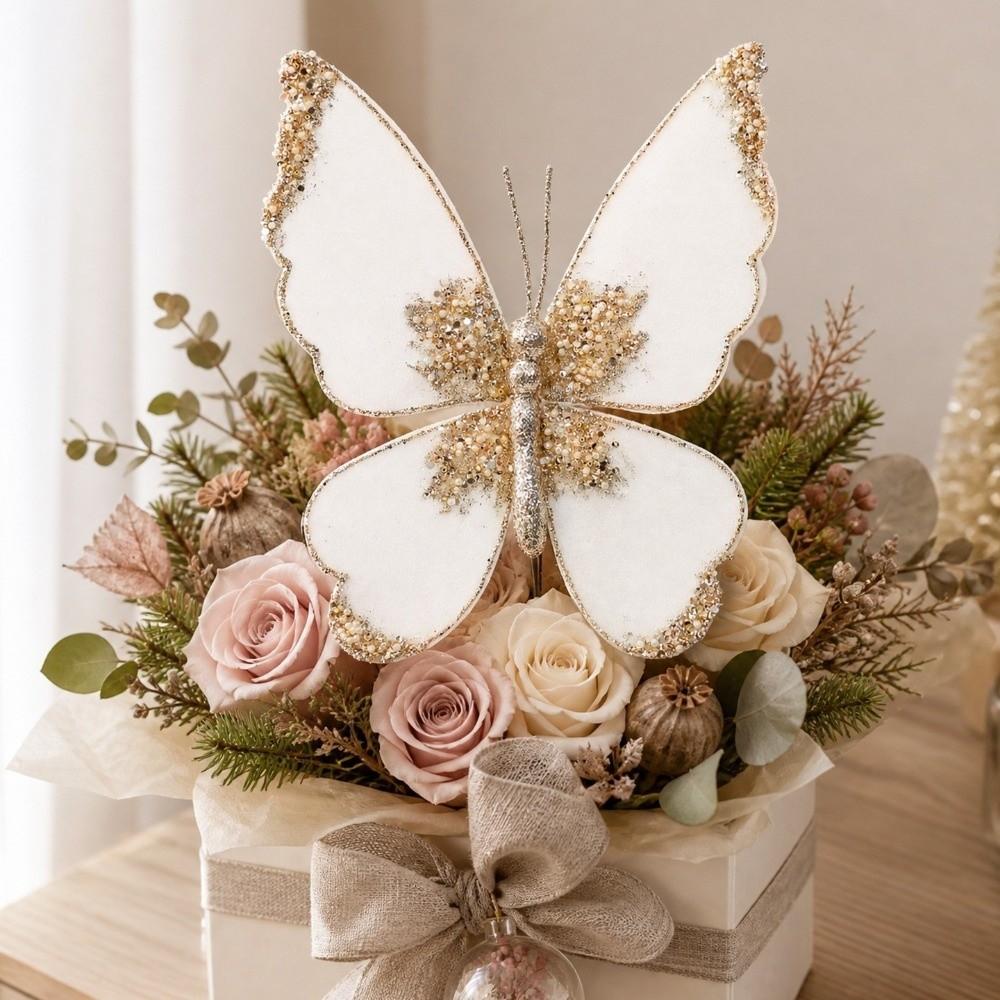 Flocking Christmas Tree Butterfly Ornament DIY Simulated Butterfly Tree Decor Christmas Tree