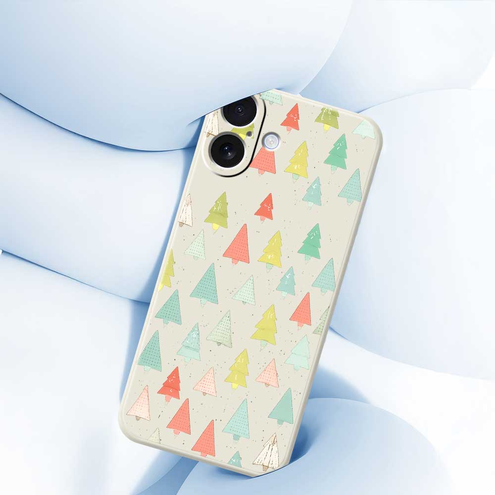 For iPhone 17 Case Colorful Trees Pattern Printing Straight Edge TPU Phone Back Cover