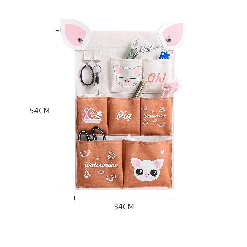 3/5 Pocket Wall Mounted Storage Hanging Bag Cloth Art Bag Cosmetics Toys Sundries Organizer Storage Bag Home Bedroom Hanging Bag