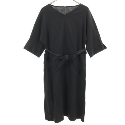 Mila Owen Linen Blend 7 Minutes Sleeve V Neck One Piece 0 Black Women Used