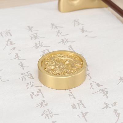 Solid Brass Calligraphy & Painting Paperweight - Four Treasures of the Study