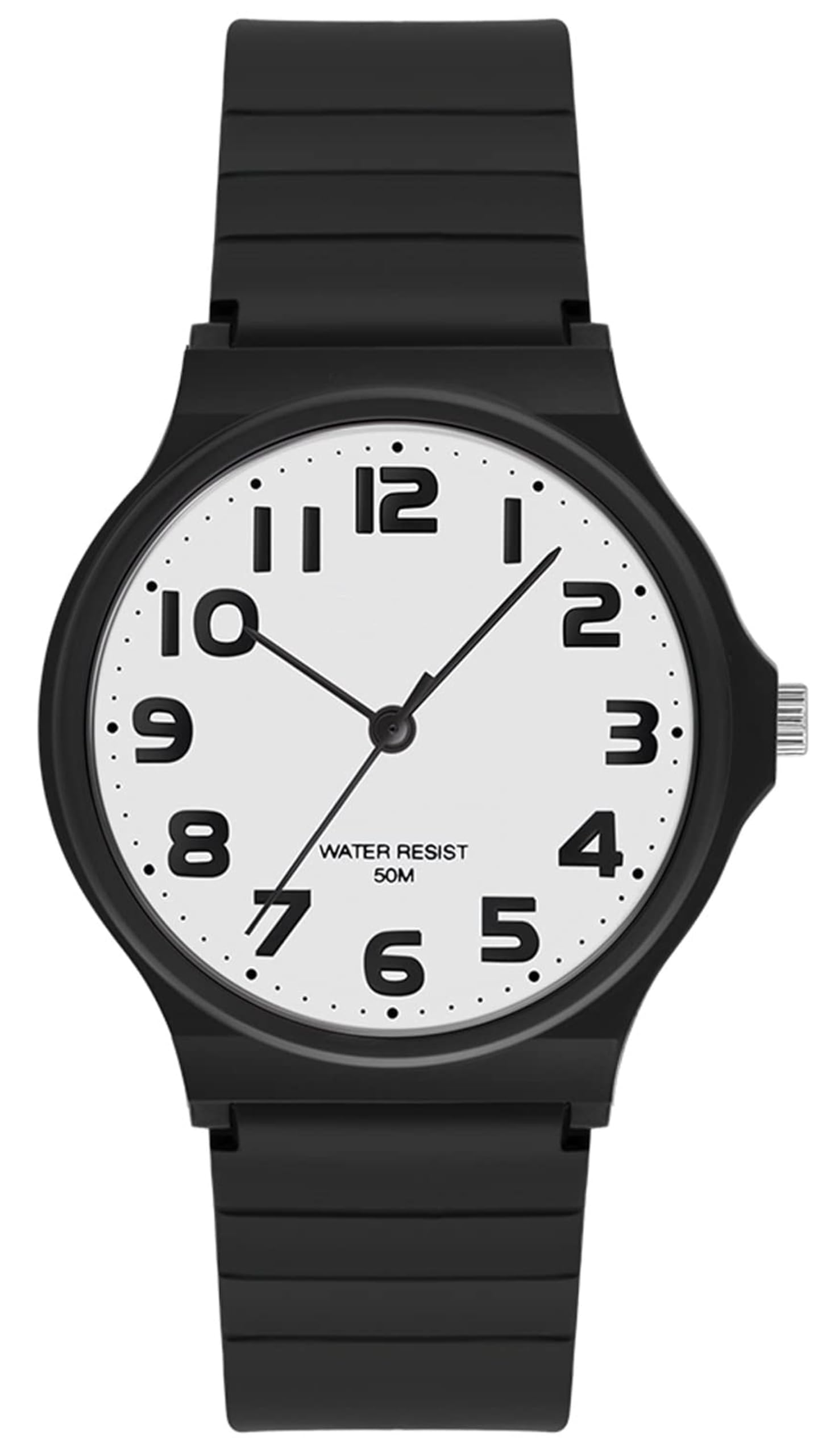 

findtime Аналоговий 30M Водонепроникний Дихаючий Ідеально підходить для щоденного носіння та вступу до середньої школи для та Дівчат Чоловічий Годинник, Стійкий, & Гнучкий, Світловий, чорний