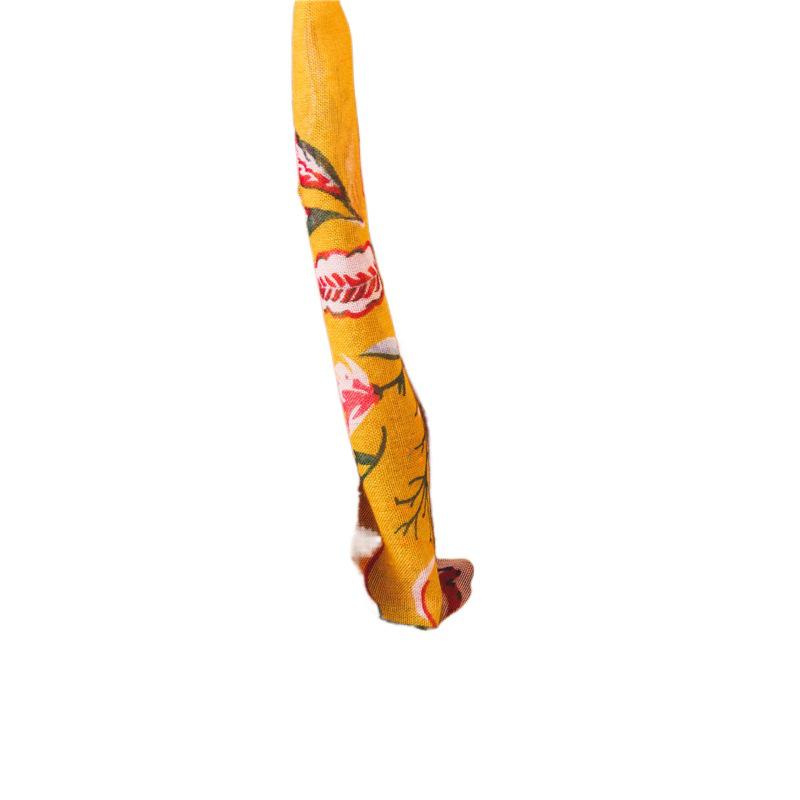 Eșarfă Etnică Stil Floral Bumbac In Galben Ghimbir pentru Primăvară/Vară - Șal de Plajă pentru Protecție Solară pentru Femei