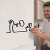 Wandkunst Lustiges Badezimmer-Schild, 3D-gedruckte minimalistische Linien-Toiletten-Wohnzimmerkunst, Schwarze moderne Heimdekoration für Waschraum, Humorvoll