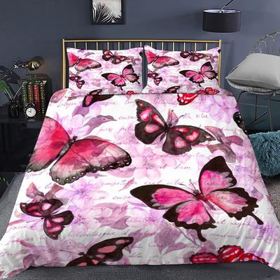 Butterfly Bedding Set 3D Flower Duvet Cover Quilt Cover with Zipper Queen Double Microfiber Comforter Set Kid Girl ChristmasGift