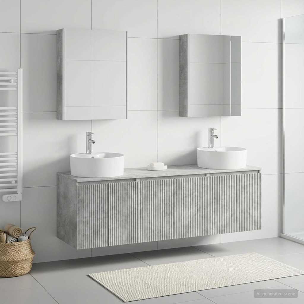 Bathroom Cabinet Set 5 Pcs Concrete Grey Particleboard