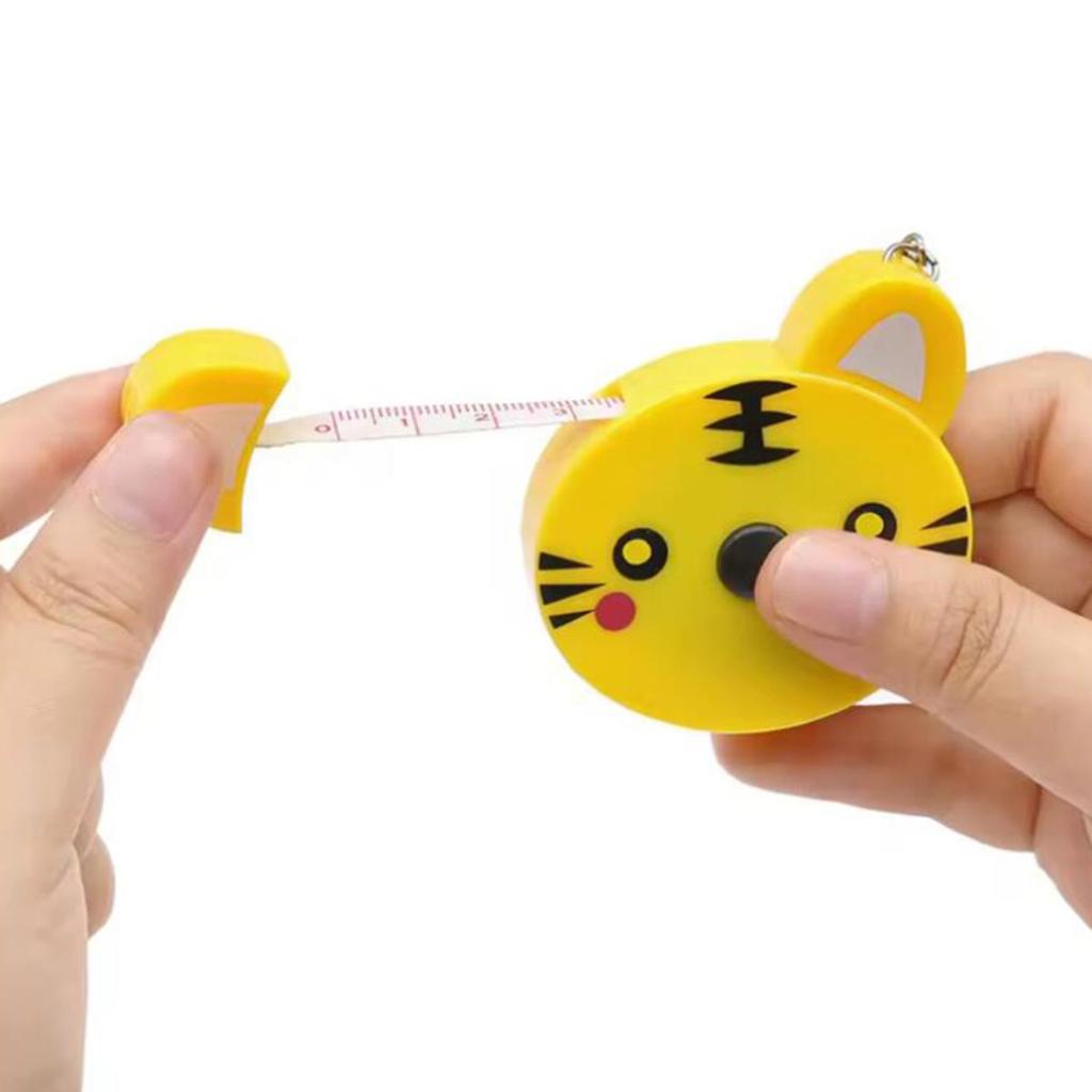 Measuring Tool Keychain Double Sided Scale Automatic Telescopic Tape Cartoon Animal Tape Measure for Child Kid Height Scale