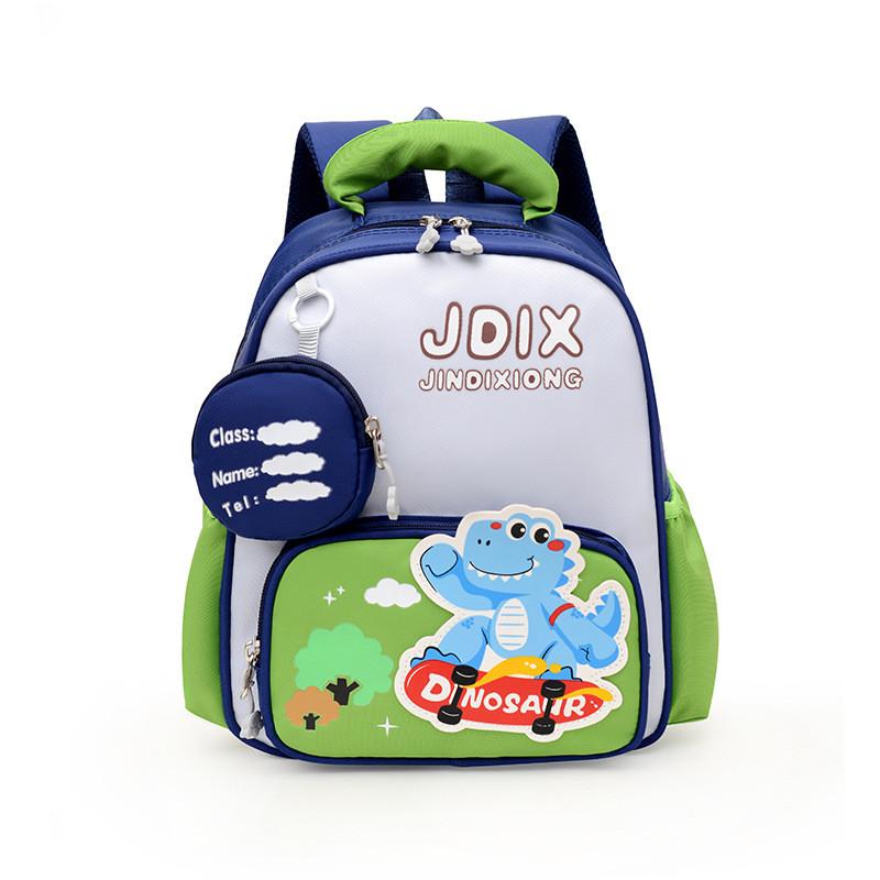 Cartoon Dinosaur Kids Backpack With Wearresistant Nylon For Preschool And Elementary зелёный