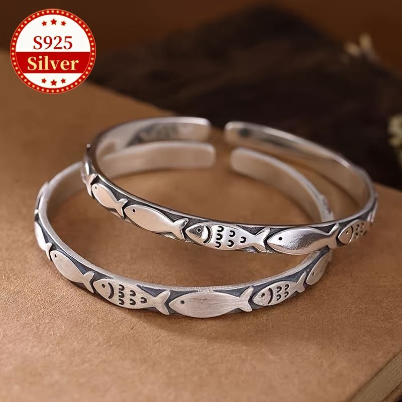 925er Sterling Silber Fisch-förmiges Armband, Vintage und eleganter Stil, ein passender Schmuck für den Valentinstag und alle Jahreszeiten