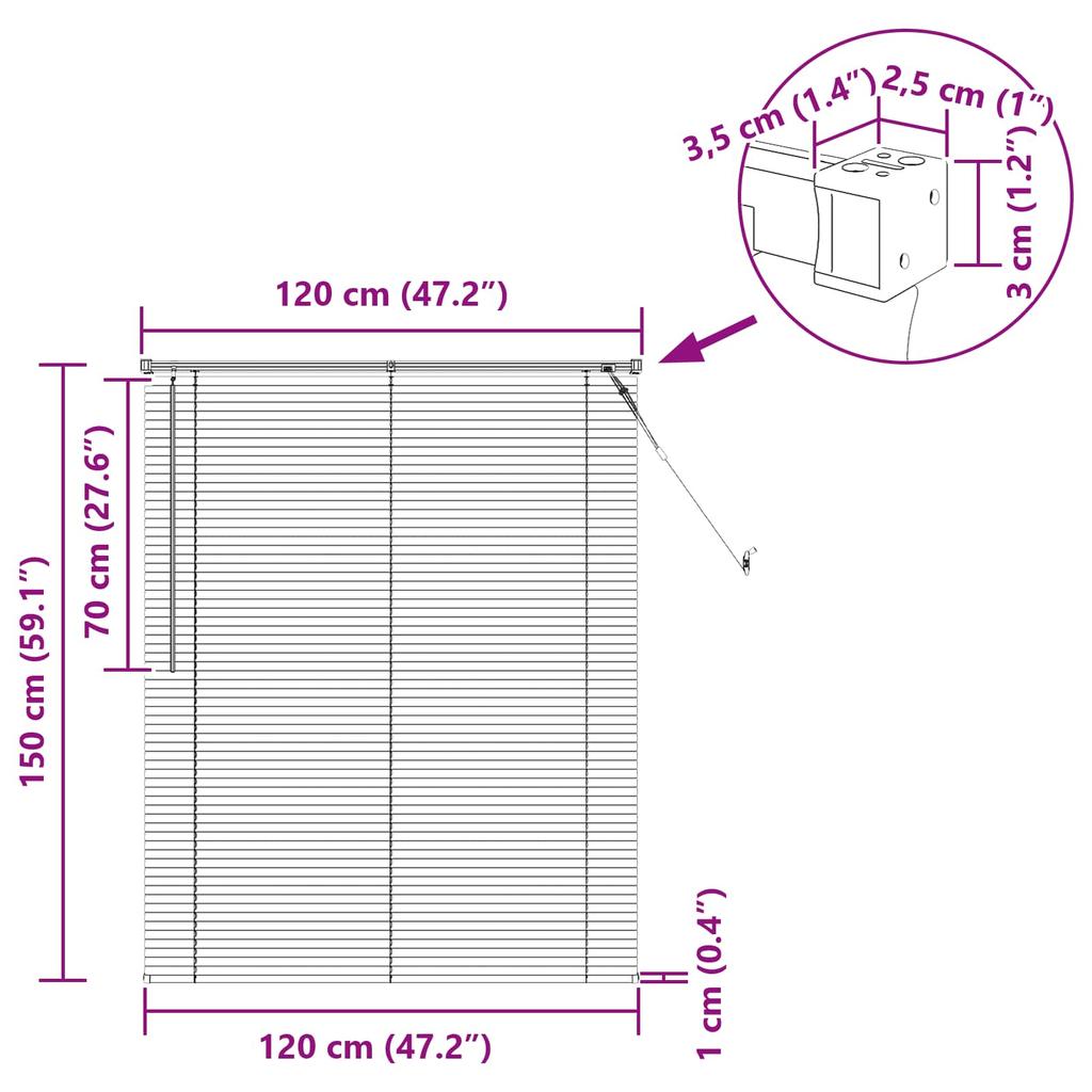 Black Venetian Blind 150 x 120 cm 25 mm PVC