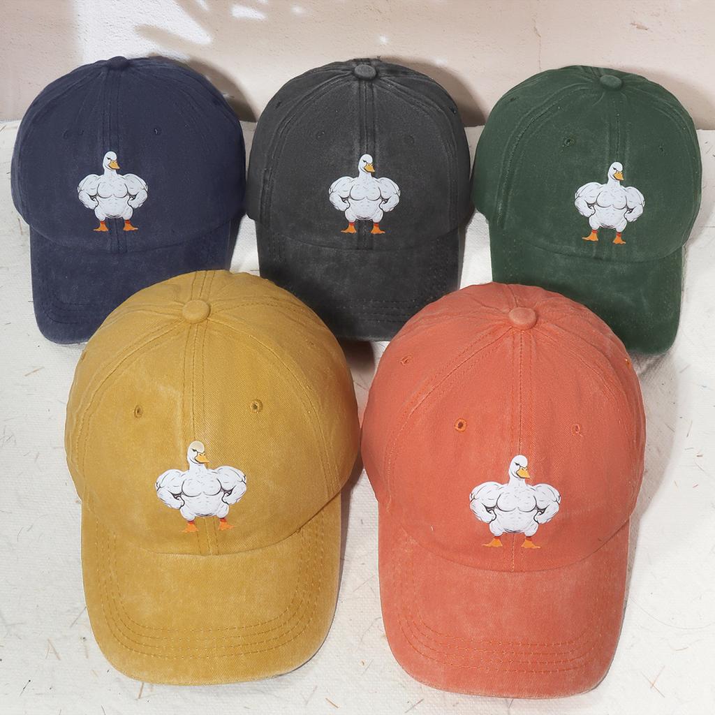 Embroidered Baseball Cap, Casual And Fashionable Urban Style Duckbill Cap Muscle Goose Pattern All-Match Trendy For Daily