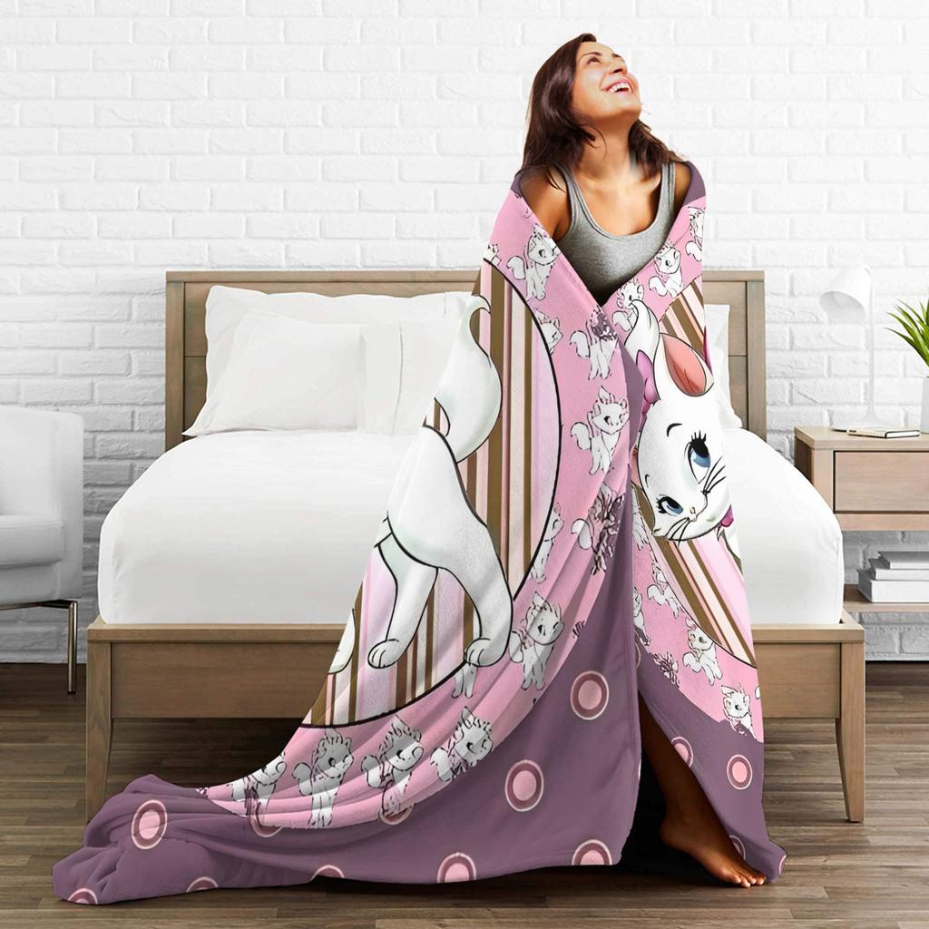 Marie Cat Cartoon  Warm Soft Blanket  Camping Plush Throw Blanket Fashion Home Decor Flannel Bedspread Sofa Bed Cover