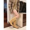 Boots 2025 autumn and winter new solid color foot set thick heel Martin boots non-slip outer wear thin boots temperament but knee boots