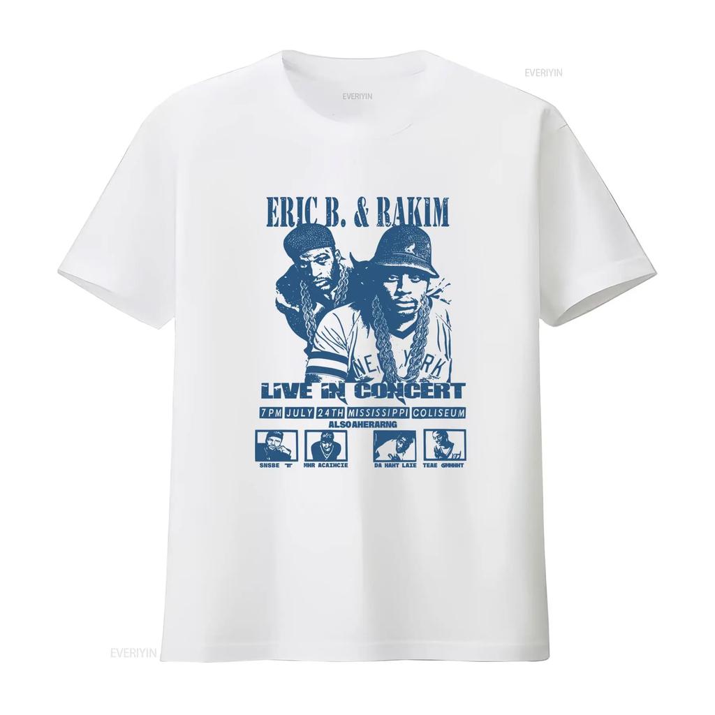 Eric B Rakim Live Concert T Shirt 80s Rap Heavyweight Featuring Biz Markie vintage Washed homme Casual Slightly Stretched