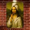 Funny Mona Lisa Hold Nose Bathroom Vintage Metal Sign Humorous Classic Art Parody Wall Plaque Restroom Toilet Home Wall Decor