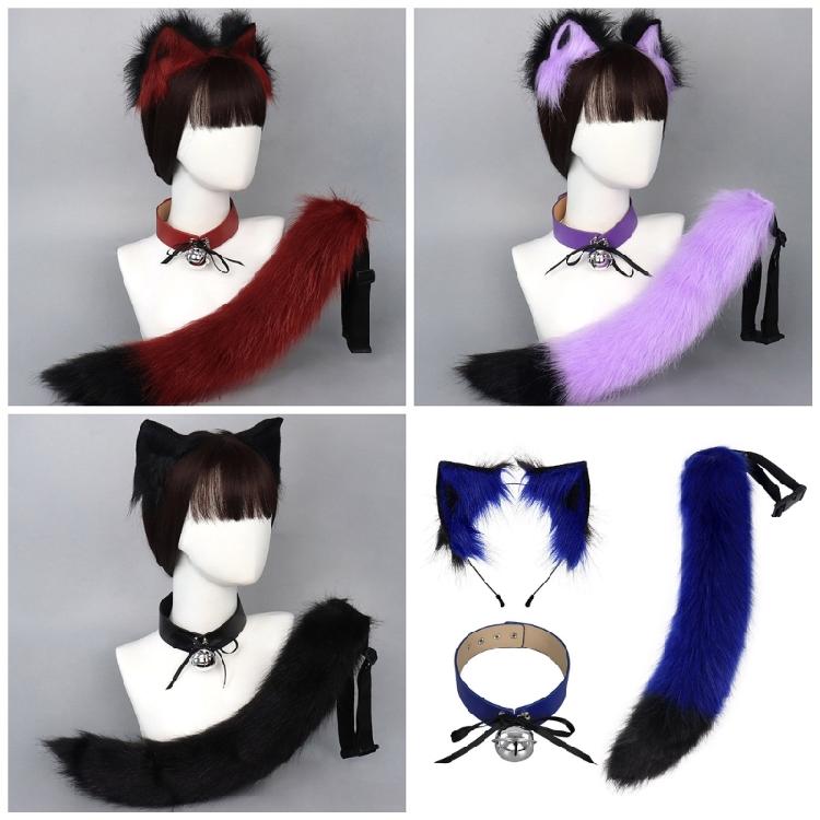 Cat Cosplay Costume Cat Ears Tail Choker Halloween Party Cat Ears Headband Tail