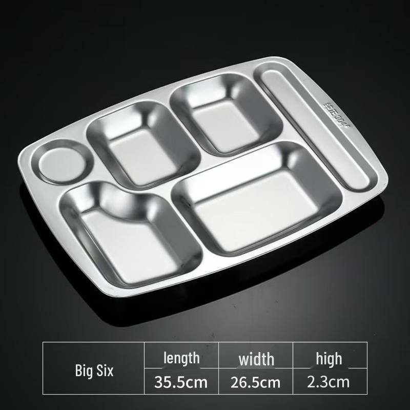 Shengjia 304 Stainless Steel 6-Compartment Meal Tray