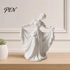 Soft Lines Ballerina Art 3D Printed Dancer Figurine, Elegant Dance Girl Statue with Flowing Dress, Aesthetic PLA Home Decor Sculpture for Decor,