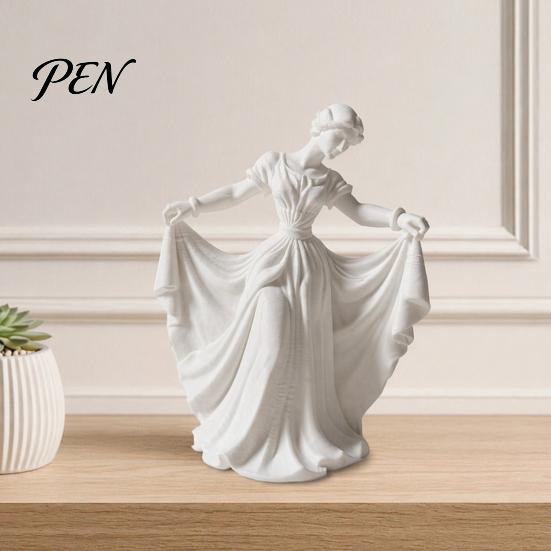Soft Lines Ballerina Art 3D Printed Dancer Figurine, Elegant Dance Girl Statue with Flowing Dress, Aesthetic PLA Home Decor Sculpture for Decor,