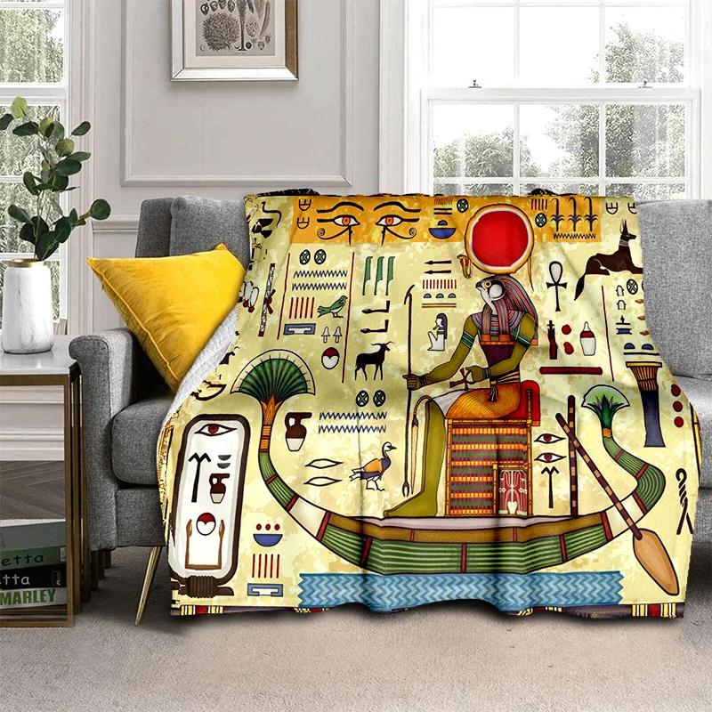 Pharaoh Egyptian Mythology Hieroglyphics Blanket,Soft Throw Blanket for Home Bedroom Bed Sofa Picnic Travel Office Cover Blanket