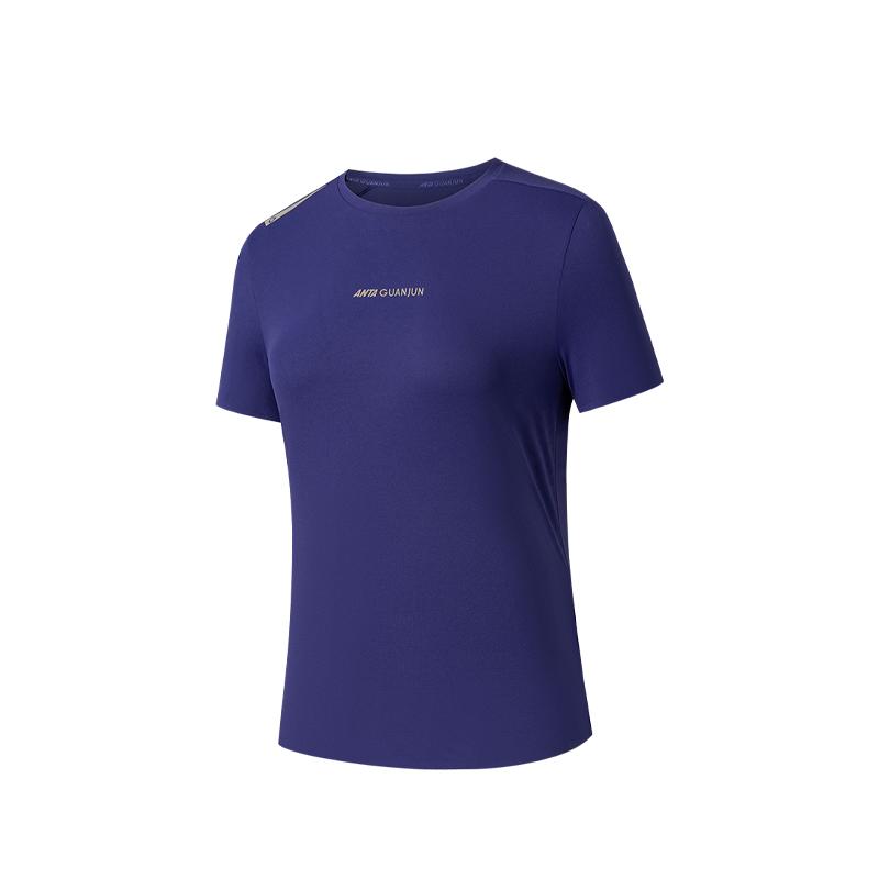 

Anta Champion Outdoor Series Short Sleeve Knitted T-Shirt Women tops Starry-Purple 162610101-7 M