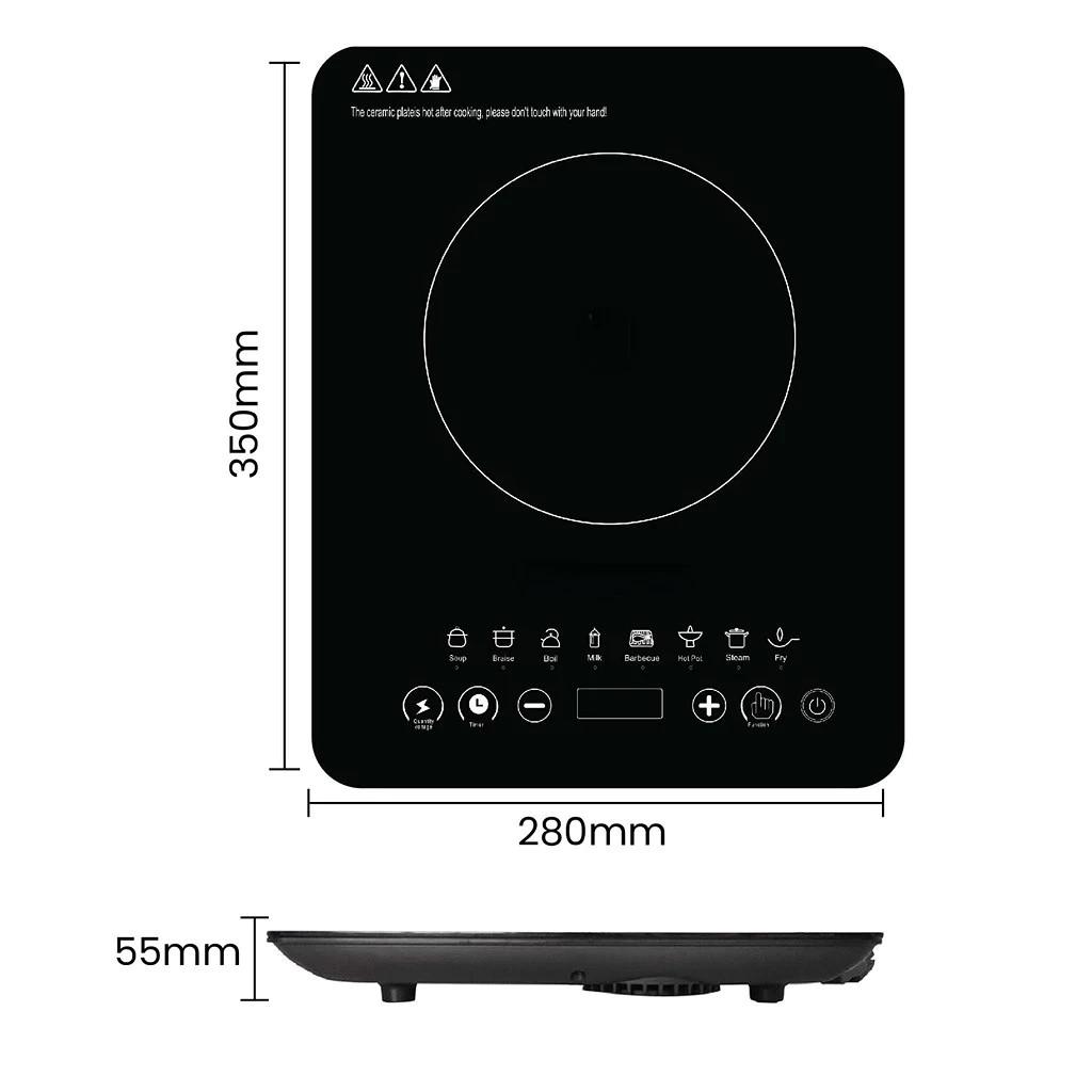 

2200 Вт Многофункциональная индукционная плита Сенсорный экран с 5 уровнями защиты Водонепроницаемая и защита безопасности