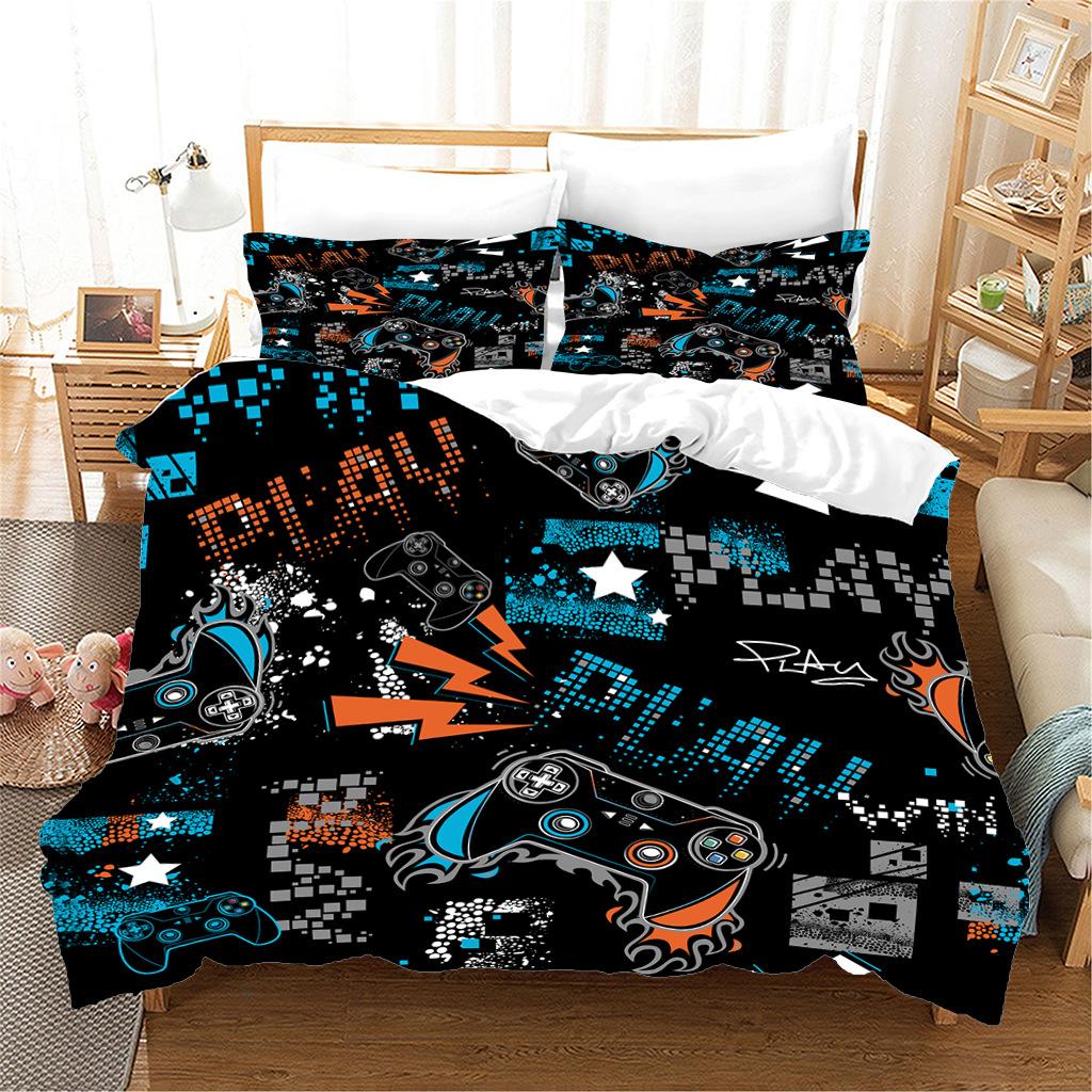 Gamepad Printing Three-Piece Digital Printing Quilt Cover Pillowcase Sheet