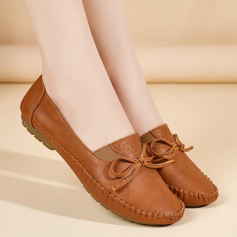 Women's White Leather Driving Moccasins Grey Flats Casual Slip On Plus Size Walking Summer Maternity Shoes