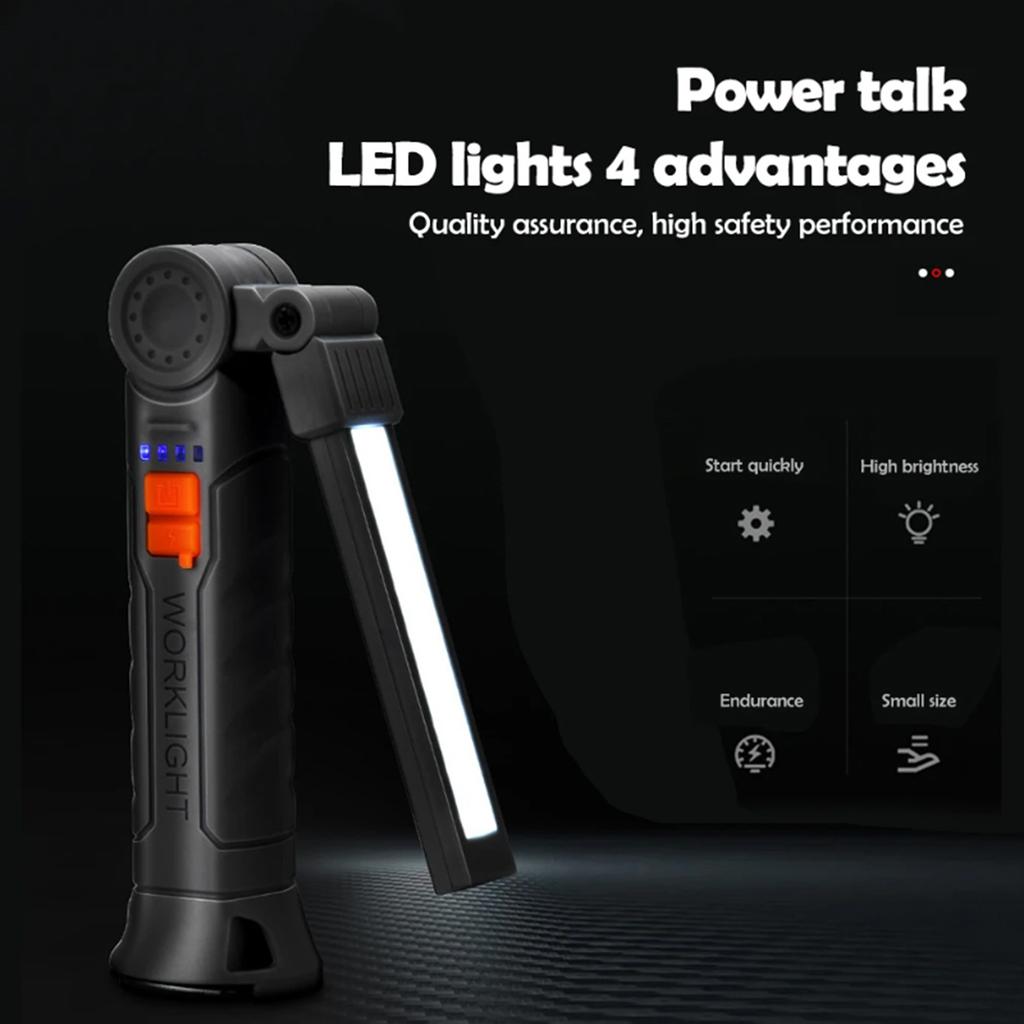 Akumulatorowa lampa robocza LED z obrotową o 360 stopni ręczną latarką i podstawą magnetyczną