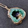 Collana in Cristallo di Quarzo Naturale con Ametista e Bordi Dorati per Appassionati di Moda Boho