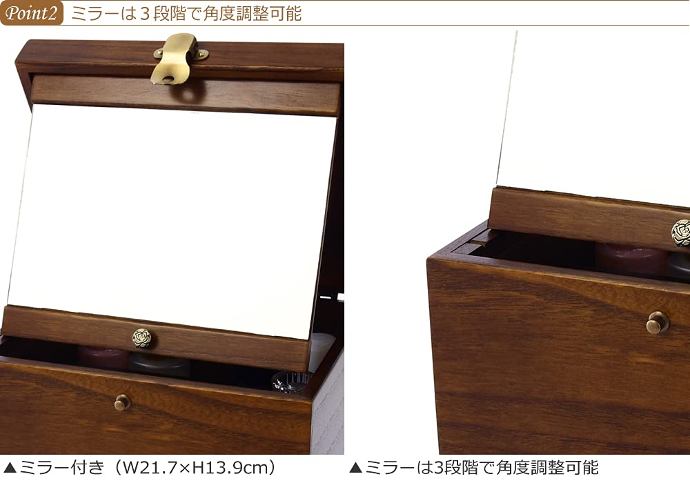 Cosmetic Box Wooden Storage Portable with Mirror Cosmetic Box Makeup Box Made in Japan