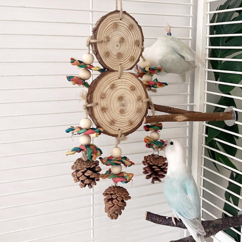 Interaction Bird Chewing Cork Activity Toy Hanging Accessory Foraging Toy For Parrots Beak Training Cage Entertainment