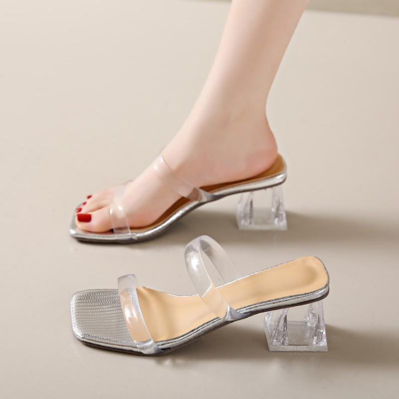 Fashion 2025 New Size Women's Shoes Summer Concise Slippers Square Toe Shallow Slippers High Quality Luxury Slippers
