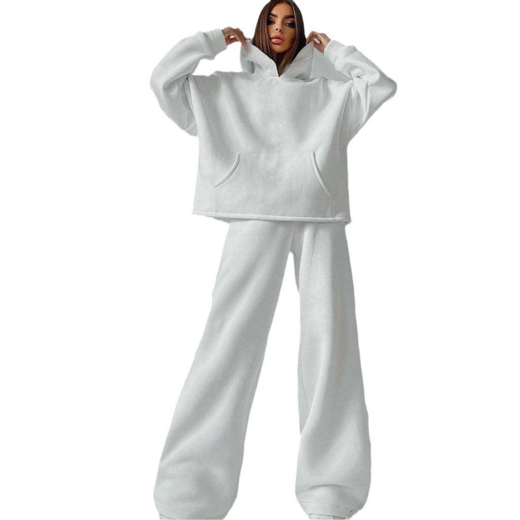Women's Casual Hoodie and Wide Leg Pants Set , 8 Color Options