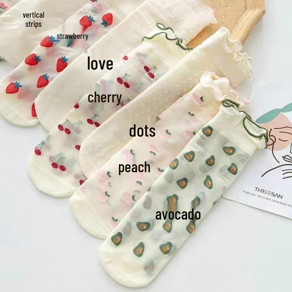 

Женские весенне-летние кружевные носки из ледяного шелка – Легкие, дышащие, милые гольфы до середины икры Polka Dot