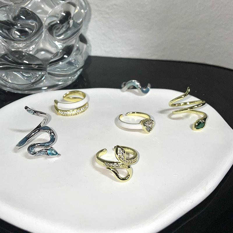 Schlangen Dopamin Persönlichkeit Emaille Nischen Design Kalter Wind Fortgeschrittener Sinn Persönlichkeit Öffnungsring Zeigefingerring