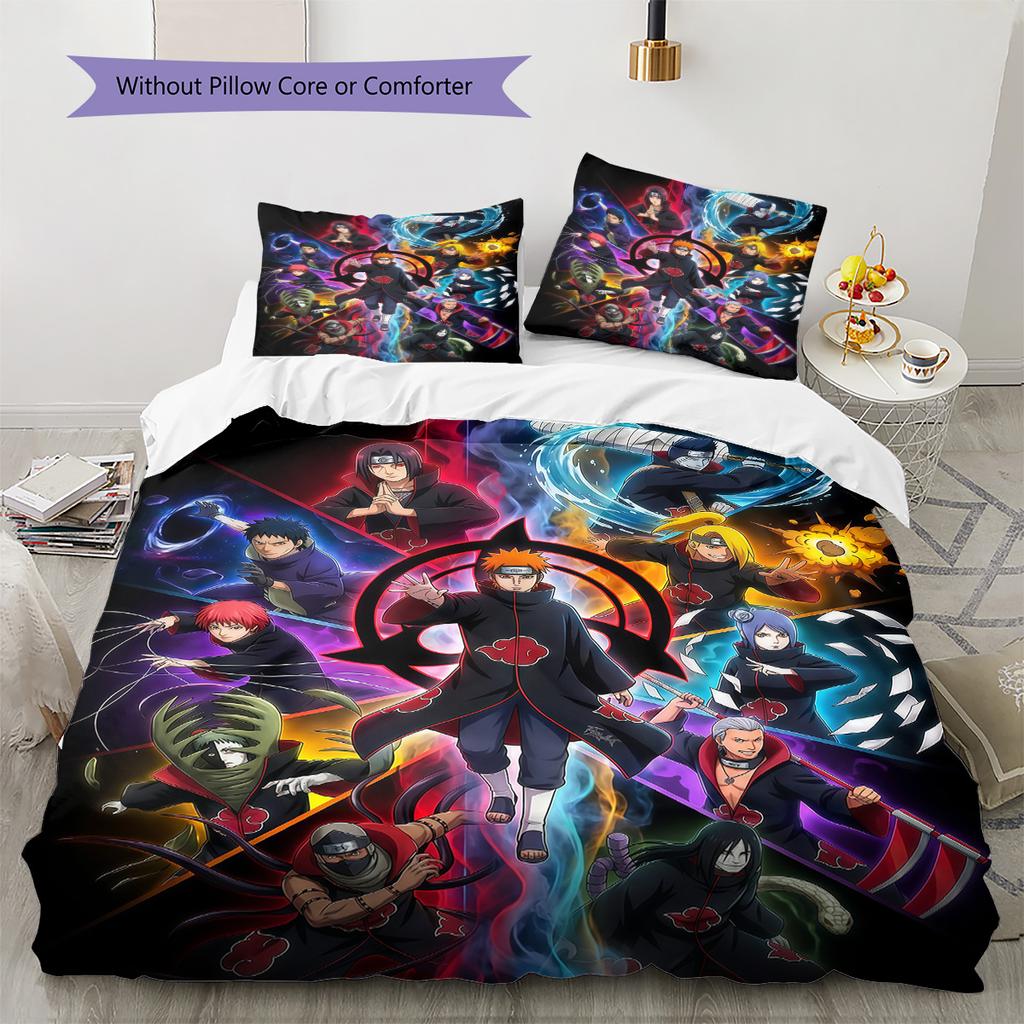 Naruto Konoha Bedding Set, 1 Duvet Cover & 2 Pillowcases, Home Decor, Perfect Gift for Naruto Fans