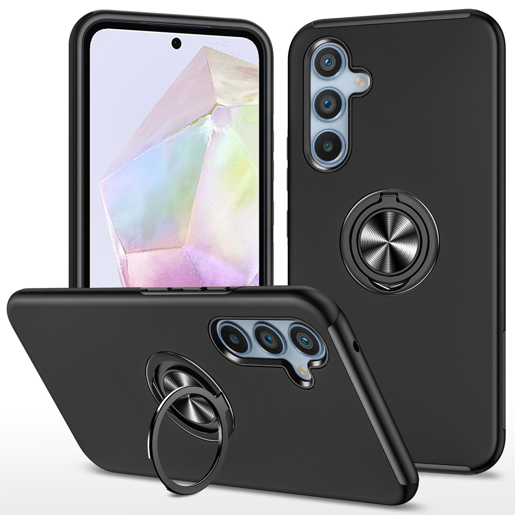 

For Samsung Galaxy A35 5G Protective Case Kickstand PC+TPU Phone Cover Black