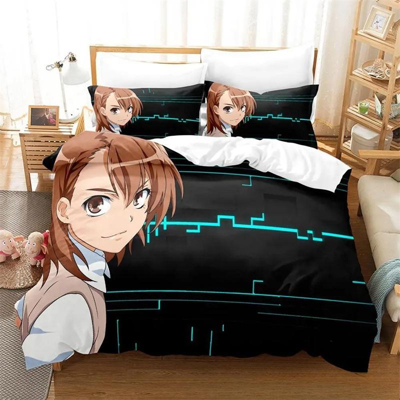 Misaka Mikoto A Certain Magical Index Railgun Bedding Set,Girls Adult Single Twin Queen Size,Duvet Cover Pillowcase Bedding