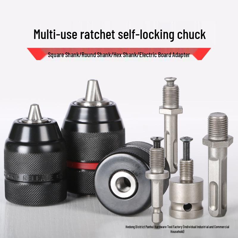 Self-Locking Ratchet Drill Chuck, 10/13mm, with Connecting Rod Accessories