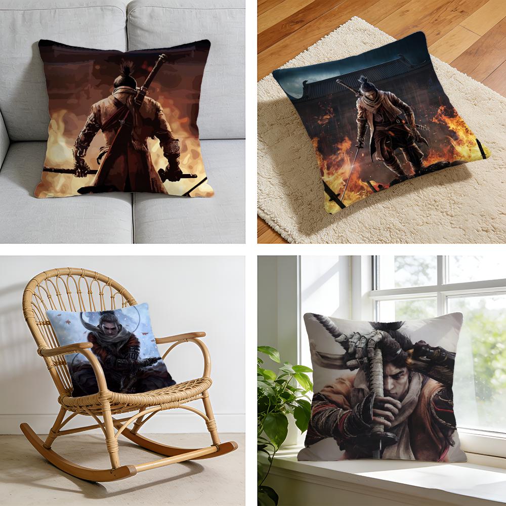 Heißes Spiel Sekiro Shadows Die Twice Kissenbezug Kurzer Plüschkissenbezug für Bett Sofa Auto waschbar